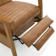 thumbnail image 5 of Pemberly Row Saddle Brown Faux Leather Wood Arm Push Back Recliner, 5 of 12
