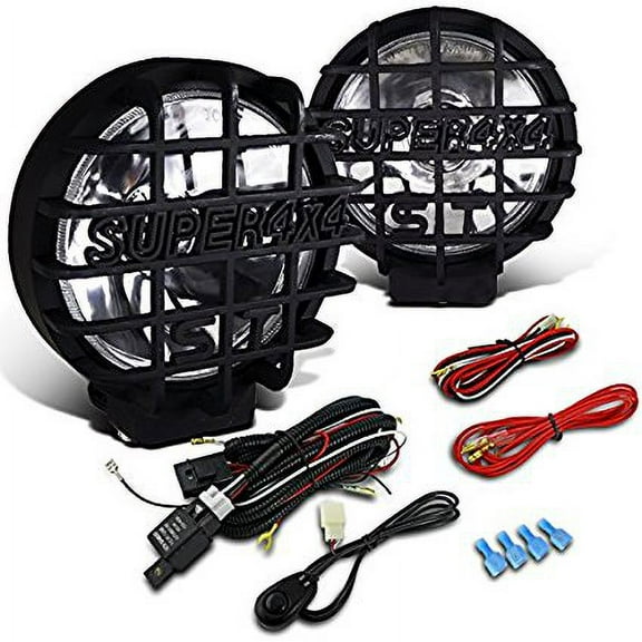 6" Inch Round Black Mesh 4x4 Offroad Off Road Truck Work Fog Lights With Wiring Kit