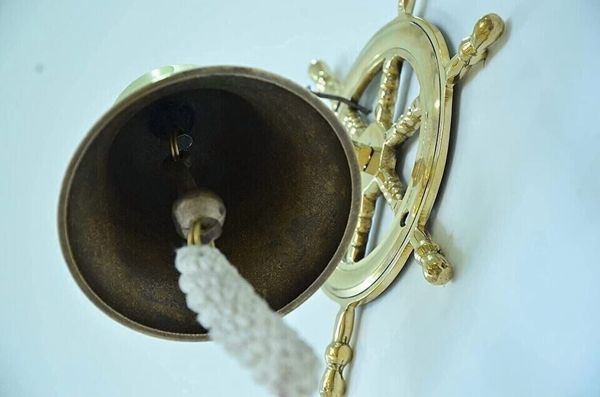 Antique Brass Ship Bell 4" Nautical Hanging Door Bell Wall Mount Decorative Vintage Gift Item