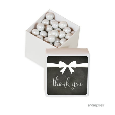Square Section Bow - Chalkboard Square Party Favor Boxes, Thank You with Bow, 20-Pack