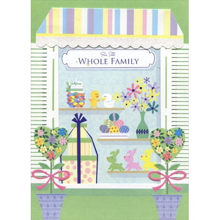 - Designer Greetings Pastel Die Cut Awning Whole Family Easter Card