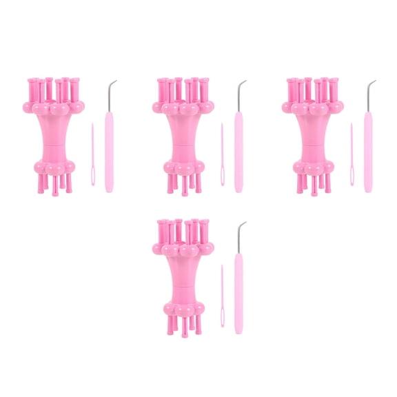 MLINS 4 Sets Knit Spool French Knitter Yarn Cord Rope Weaving Tool with Crochet Hook for Knitting Crafts