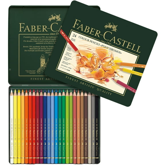 Faber-Castell Polychromos Colored Pencil Metal Tin, Set of 24, Lightfast Colors