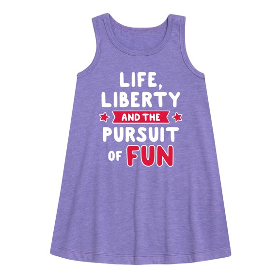 Instant Message - Life Liberty And The Pursuit Of Fun - Toddler & Youth Girls A-line Dress