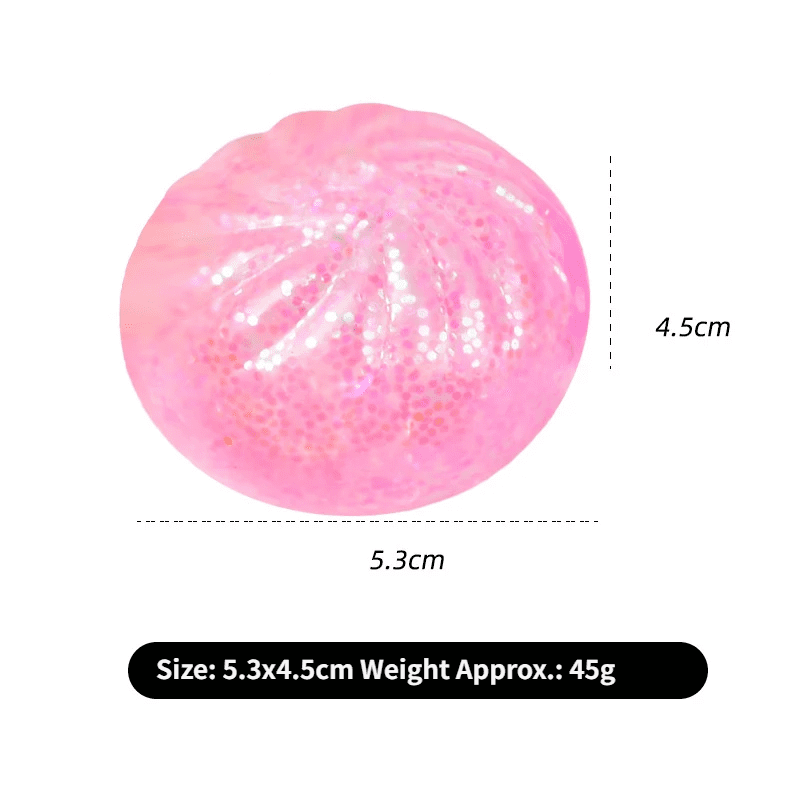 Lifemode Glitter Dumpling Squeeze Toy, TPR Stress Relief Ball With Steamer Basket, 5.3x4.5cm, Random Color
