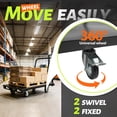 thumbnail image 5 of KOJEM 42x24 inch Steel Truck Cart Flat Dolly Cart Flatbed with 2200 lbs Capacity Platform Truck Heavy Duty Lumber Drywall Dolly 4 Swivel Casters Board with w/1 Front & 2 Side Handrails Black, 5 of 9