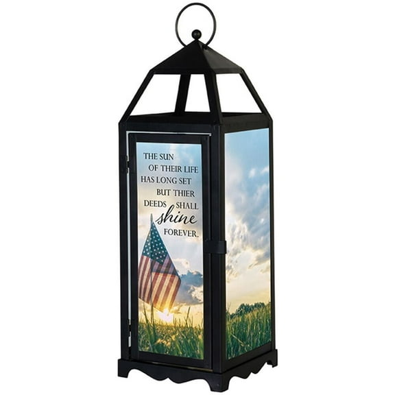 SHINE FOREVER American Flag Memorial Panoramic LED Candle Lantern by Carson