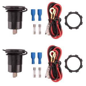 2X 12V USB Adaptateur de chargeur de voiture double PD USB-C Voiture USB Socket Port avec commutateur d'alimentation, charge rapide pour bateau de voiture RV Marine,2 x USB Adaptateur de chargeur de voiture 2 x Câble 4 x Fuse 4 x terminaux isolés, noir