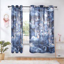 Fairy Castle Blackout Curtains 63 inch Length 2 Panels Window Decoration Curtains for Bedroom Living Room