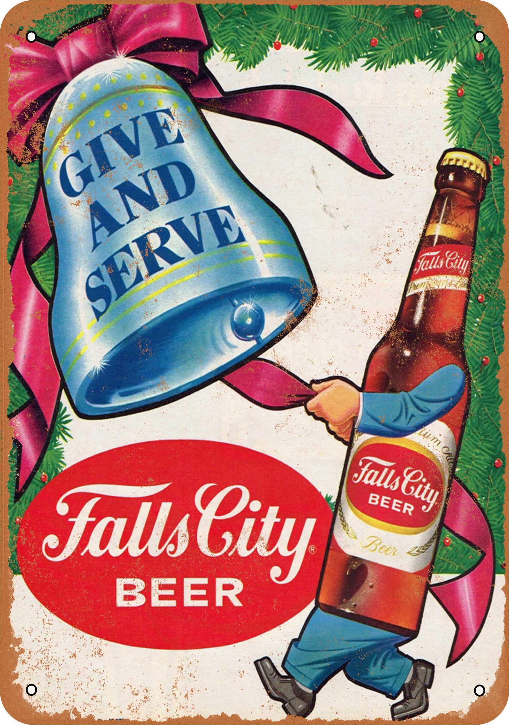 7 x 10 METAL SIGN Fall City Beer Christmas Vintage Rusty Look