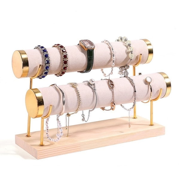 Soporte de exhibición de madera maciza, estante de joyería, soporte de almacenamiento de madera for pulseras y relojes