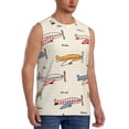 thumbnail image 2 of Uemuo Striped Vintage Planes Pattern Men's Sleeveless T-Shirt,Muscle Athletic Tank Top, Moisture-wicking Quick-dry Breathable Classic Tee Top for Gym Run Outdoor Sports-XX-Large, 2 of 8