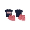 thumbnail image 2 of PaerPade Baby Toddler Boys Shorts Set, 6 12 18 24 Months 2T 3T Short Sleeve Embroidery Baseball T-shirt with Plaid Shorts Summer 2-piece Outfit, 2 of 9