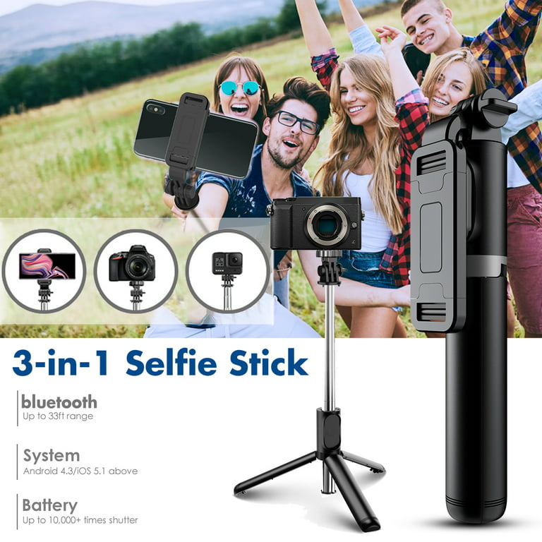 Selfie Stick Tripod med trådlös fjärrkontroll, 4 i 1 förlängningsbar bärbar  Selfie Stick & Phone Tripod kompatibel med Gopro, iPhone/Samsung/Huawei
