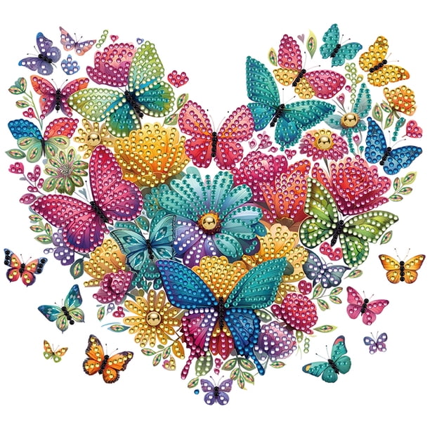 Kit Con Forma Especial Parcial 5D DIY Corazón Mariposa 30x30cm