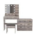thumbnail image 6 of BAYUELSWU Vanity Desk with Mirror and Lights, 9 Drawers Large Makeup Vanity Table Set with Charging Station & Stool for Women, Girls, Bedroom (Gray), 6 of 6