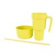 thumbnail image 5 of Vaso de plástico 2 en 1 con pajita y abertura grande para aperitivos, ideal para cine, casa, viajes, color amarillo, 5 of 14