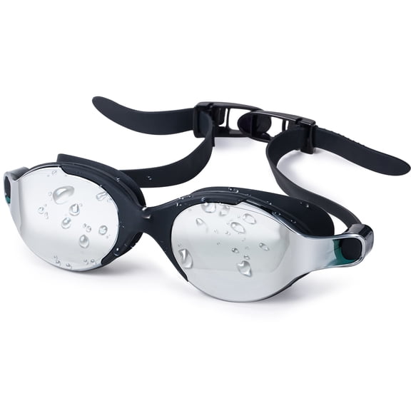 Dizokizo Swim Goggles for Adults, Anti-Fog Unisex Swimming Luxury Silver Mirror Glasses with Hydrophobic Coating, Pool goggles with UV Protection for Men Women Youth