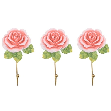 

3pcs Multi-functional Home Hole Punch Hooks Resin Rose Shape Hanging Hooks