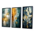 thumbnail image 3 of Designart "Comfort in Glory Blue Abstract Expressionism III" Abstract Painting Framed Wall Art Set Of 3 - Blue Modern Frame Canvas Set For Living Room Decor, 3 of 6