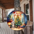 thumbnail image 3 of Merry Christmas Manx Santa Hat Xmas Tree Winter Holiday Round Wood Sign Cat Lover Kitten Owner Gifts Hanging Wall Home Decor - 01013, 3 of 5