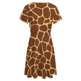 thumbnail image 5 of Brown Yellow Giraffe Print Pattern Women's Dress Short Sleeve Summer Sundress Summer Women Clothes, 5 of 7