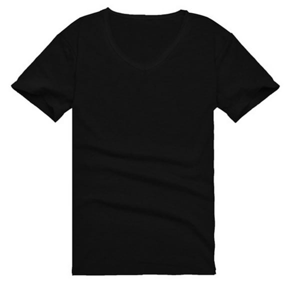 Men's V Neck Neck cotton Casual T-shirt Fit Short Sleeve Solid Color