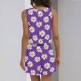 thumbnail image 5 of WTOBBY Women's Fashion Summer Two Piece Outfit Floral Print Sleeveless Cropped Top and High Waist Shorts Set with Pockets Casual Bodysuit for Comfort ,Purple M, 5 of 5