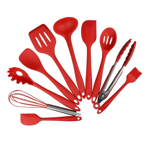 Utensilios de cocina Utensilios de cocina Batir Cepillo para rociar Espátulas Pinzas Juego de 10 rojo Macarena Utensilios de cocina
