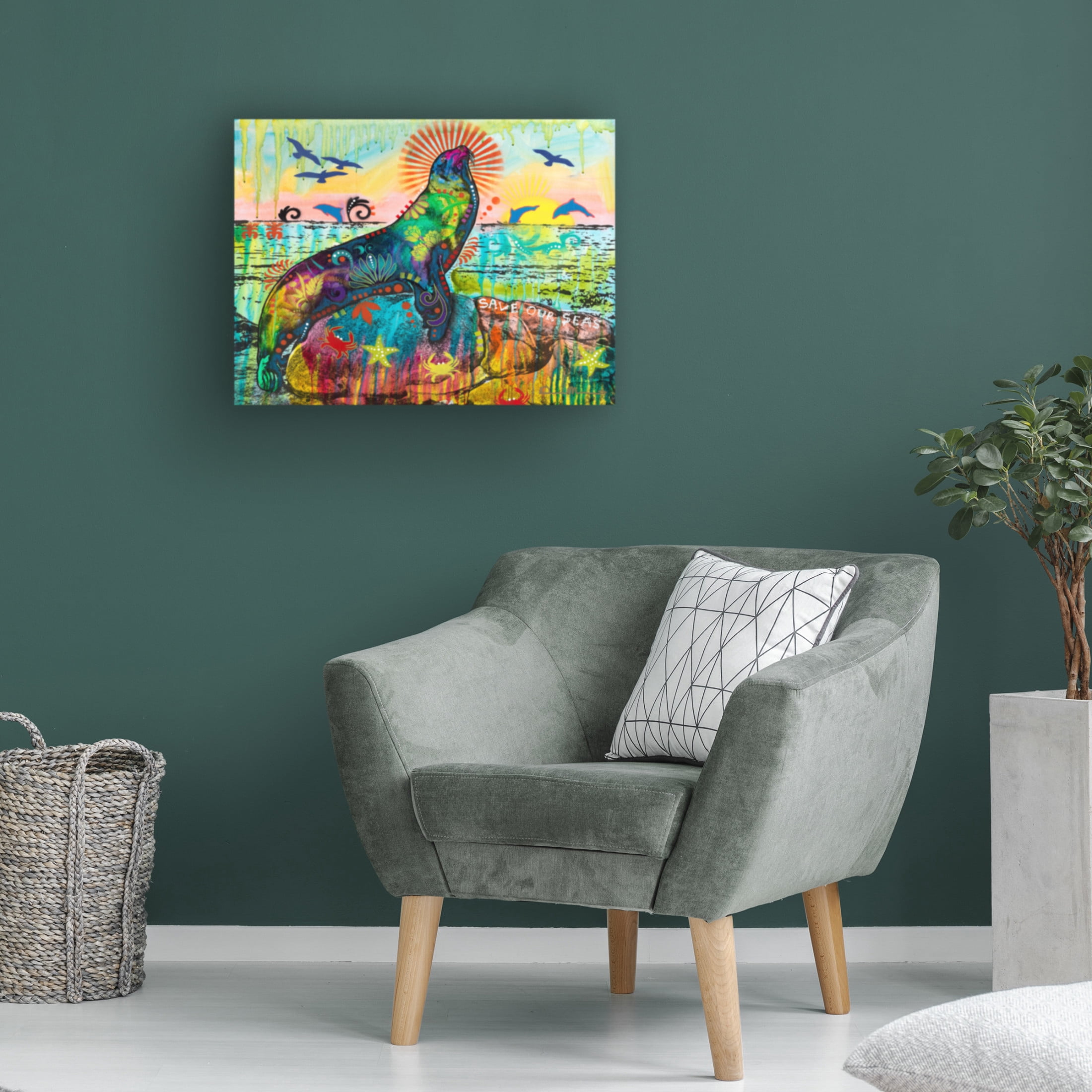 Canvas Wall Art - Dean Russo 'Save Our Seas' Wall Art for Living Room, Bedroom, or Office Décor by Trademark Fine Art - 19 x 14 Inches
