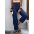thumbnail image 4 of DOKOTOO Womens Casual Lace Trim Pants Elastic High Waist Drawstring Straight Leg Pants Loose Lounge Pants Trousers with Pockets, 4 of 9