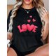 thumbnail image 1 of Women's Spring/Summer Fashion T-Shirt - Casual Round Neck with "LOVE" & Heart Print, Breathable Non-Transparent, Geometric Pattern, Ideal for Daily Wear & Valentine's Day Gift, 1 of 6