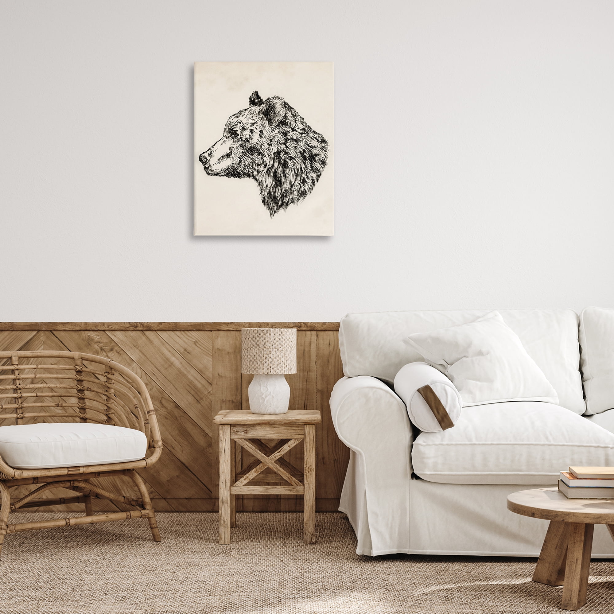 Stupell Industries Woodland Bear Drawing Animals & Insects Drawing Gallery Wrapped Canvas Art Print Wall Art, 24 x 30