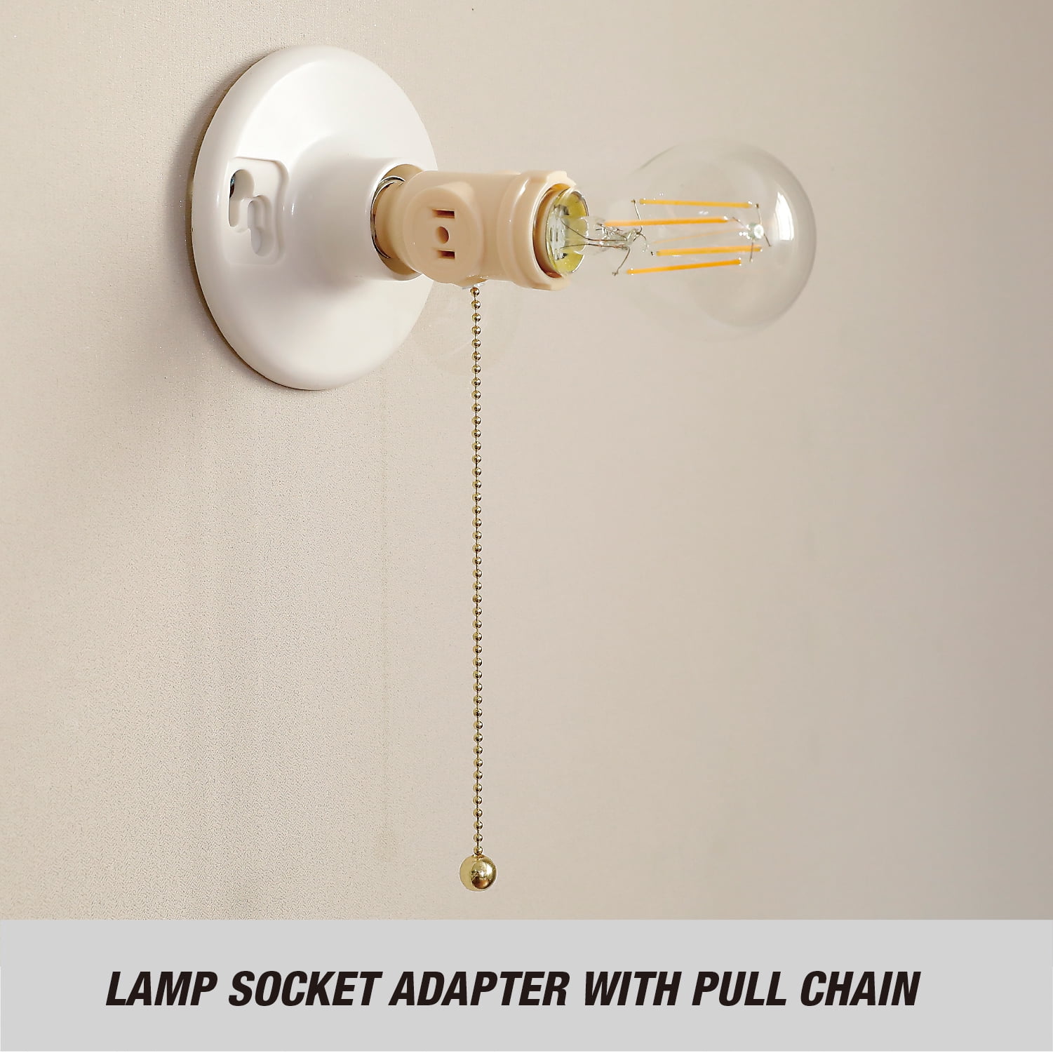 Hyper Tough Lamp Socket Adapter with Pull Chain