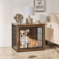 thumbnail image 2 of Alden Design 27.5″ W Dog Crate Furniture Small Rustic Industrial Wooden Dog Kennel, 2 of 9