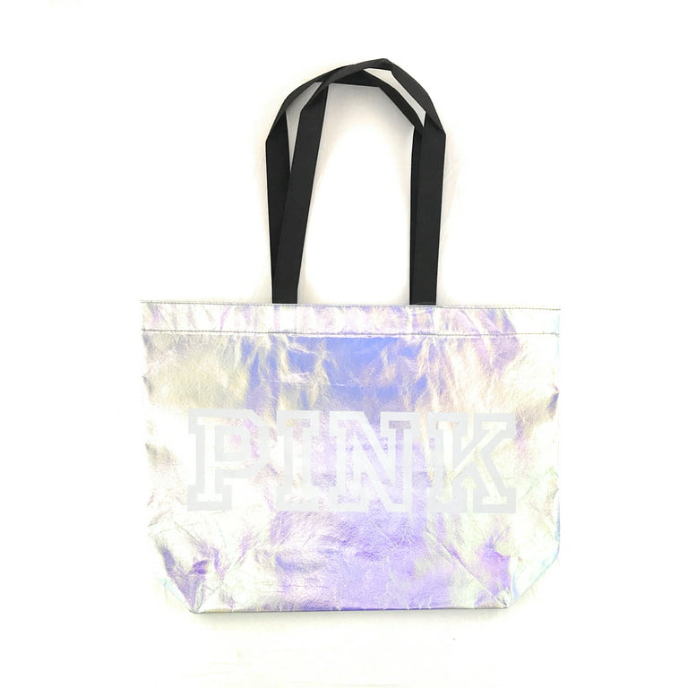  Victoria's Secret PINK XL Iridescent Silver Canvas Shopper Tote  Bag, 22 x 16 x 6 : Clothing, Shoes & Jewelry