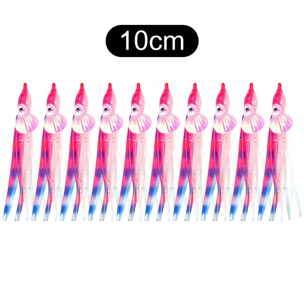 Pesca 10 piezas de señuelos de pesca de pulpo falsos biónicos 10 cm cebo suave artificial (rosa)