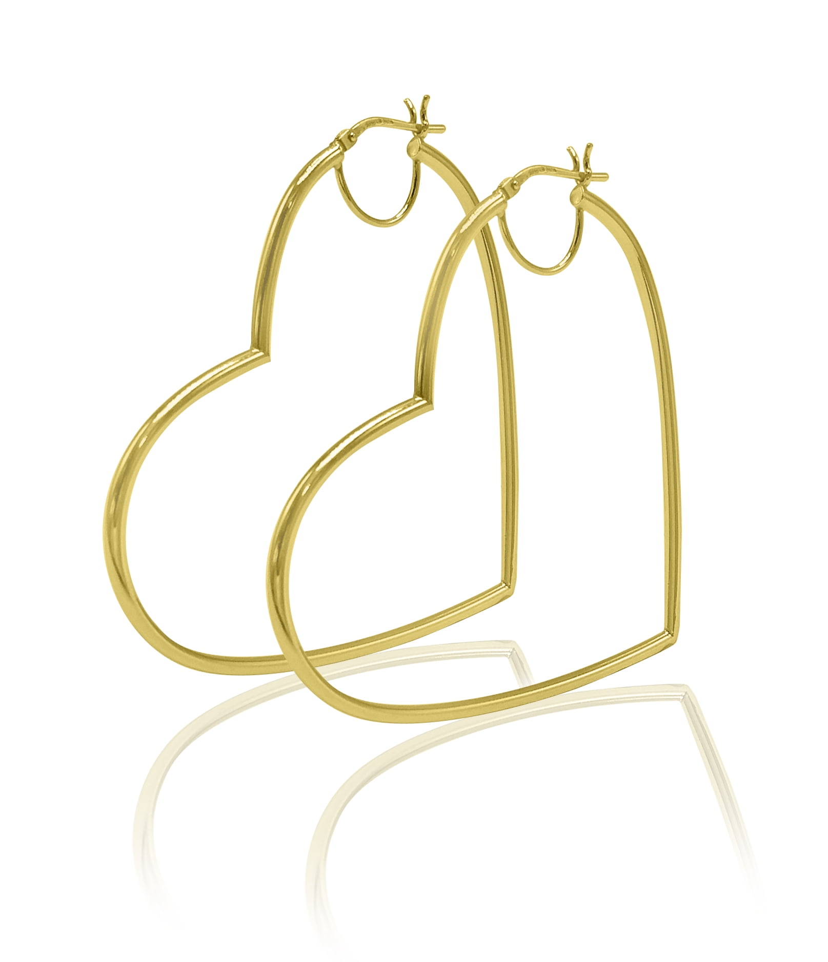Brilliance Fine Jewelry Women's 14K Gold Plated Sterling Silver High Polished Heart Adults Earrings