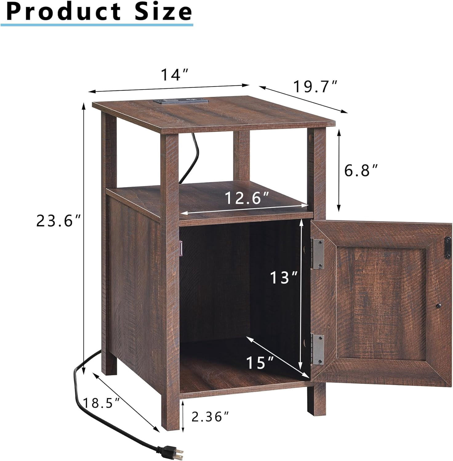 SinCiDo Farmhouse Nightstand, Set of 2, Brown