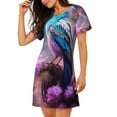 thumbnail image 2 of Gaeub Beautiful Flower Blue Bird Print Women's Short-Sleeved Nightdress,Loose Comfy Pajama Sleepwear,Summer Night-dresses for Women, 2 of 6