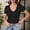 502_Black, variant on T Shirts for Women Slim Fit Lace V Neck Ribbed Knit Short Sleeve Casual Blouse Tee Summer Tops