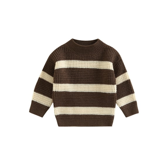 Bagilaanoe Toddler Baby Girl Boy Knitted Sweater Long Sleeve Stripe Print Pullover 6M 12M 24M 3T 4T 5T 6T Kids Warm Jumpers Tops Fall Loose Knitwear