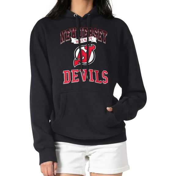 Women's G-III 4Her by Carl Banks Black New Jersey Devils Team Logo Tri-Blend Fleece Pullover Hoodie