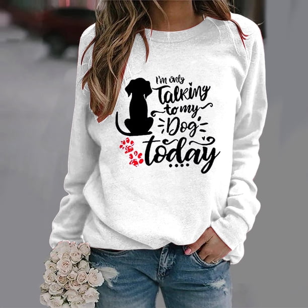 Puntoco Mujeres Casual Manga Larga Impresión O-Cuello tops Camisa Blusa Pullover Puntoco Puntoco-4546