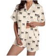 thumbnail image 2 of PNTUTB Casual Fashion Women's Print Collared Short Sleeve Pocket Top with Elastic Waist Shorts Comfortable Pajama Set, 2 of 6