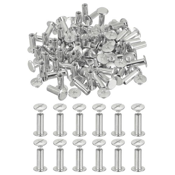 Uxcell 18mm Chicago Screws Leather Rivets, 60 Set Leather Rivets Nail Stud Screws Bolt Assorted Kit for DIY Leather Craft Bookbinding Decorate Repair Belt Bag Clothing, Silver Tone
