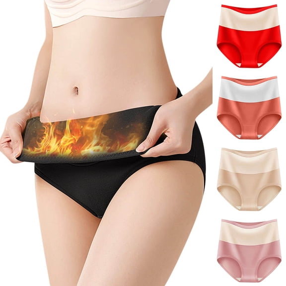 HVOBTTY High Waisted Soft Underwear for Women, Womens Underwear, Women's Solid High Waist Tummy Controlling Warm Underwear Underwear Briefs Black, L