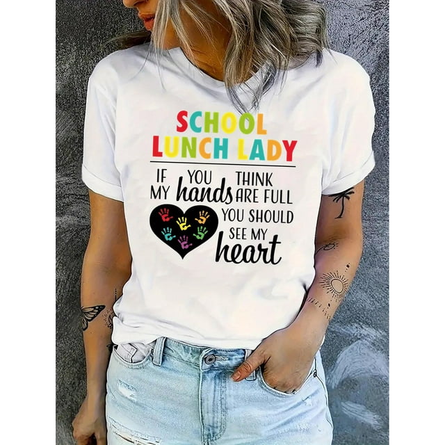Camiseta básica para mujer verano SuaveWomen's Colorful Love Heart Graphic Tee - Casual Round Neck Short Sleeve T-Shirt, Stretchy Polyester Blend, Machine Washable - Perfect for Summer & Casual Atti