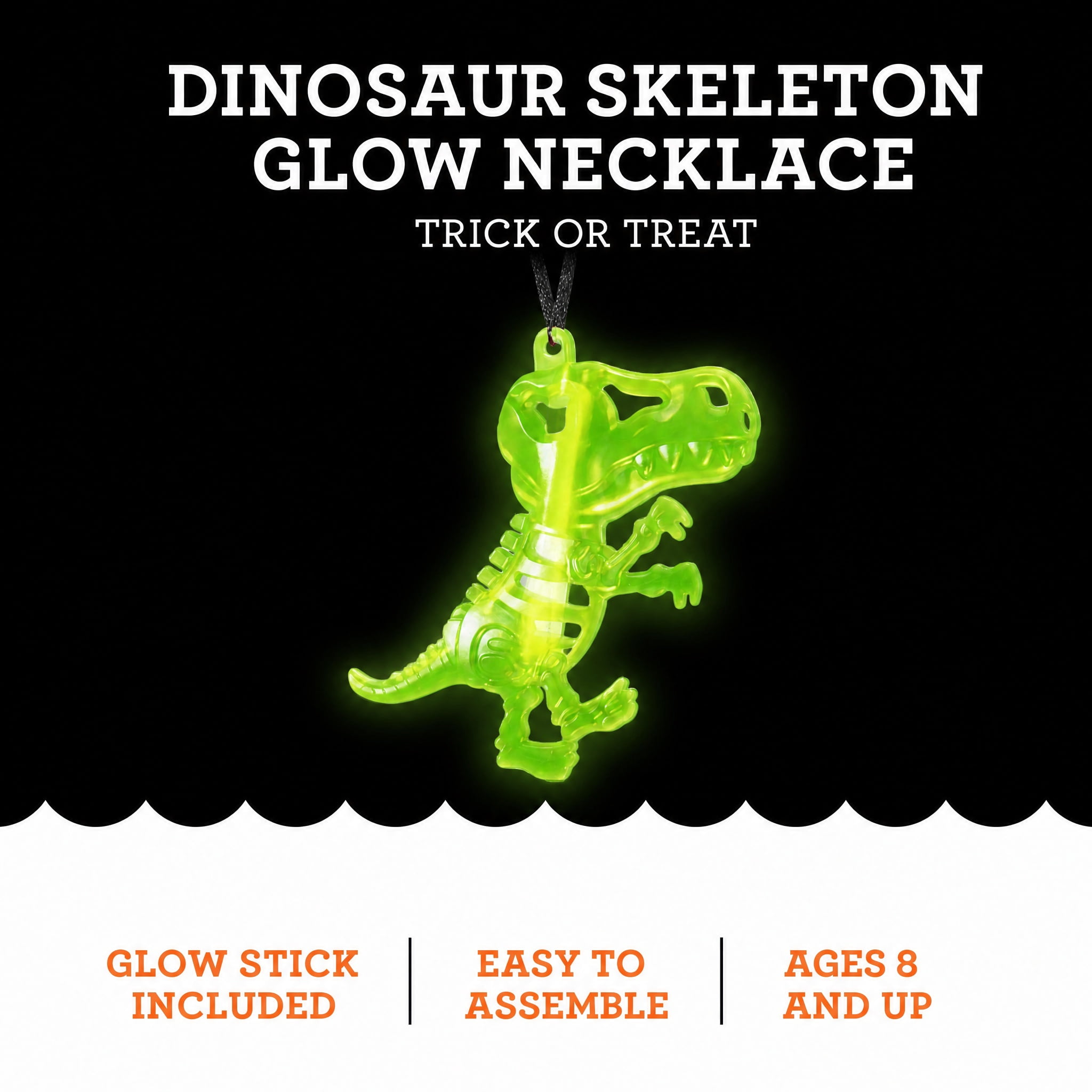 Dinosaur Skeleton Glow Necklace, Green, Halloween by Way To Celebrate