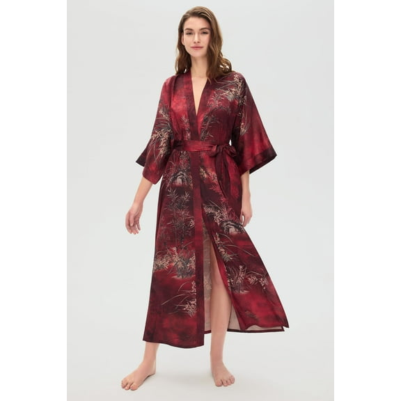 PRODESIGN Kimono Robes for Women - Long Silky Sleepwear Soft Nightgown Bathrobe Floral Dressing Gowns Blouse Bride Bridesmaid Robes